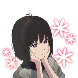 ☺️ 25ba0f97 Anime, Ragazza, Fiori, Carino, Felice, Sorridendo telegram sticker