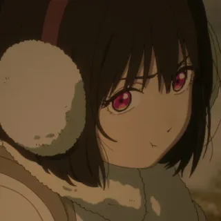 😡 78967997 Anime, Ragazza, Paraorecchie, Inverno, Illustrazione telegram sticker