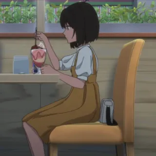 🍨 d0ef702a Anime, Donna, Dolce, Caffè, Seduta, Sedia telegram sticker