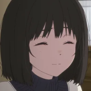 ☺️ e3461c9b ragazza anime, sorridente, capelli corti, cartone animato, ritratto telegram sticker