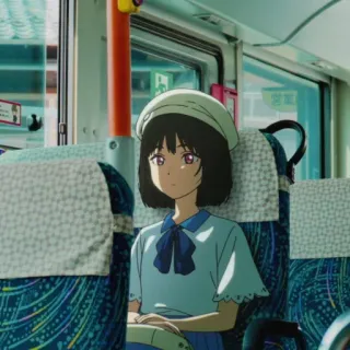 🚌 e79a2f43 anime, ragazza, autobus, cappello, carina telegram sticker