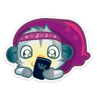 📲 441b9c07 Kreskówka, Śpiący, Zwierzę, VK, Maskotka, Naklejka, Słodki telegram sticker