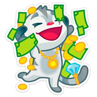 🤑 64a0d753 kot, pieniądze, bogaty, luksus, bogactwo, diament, kreskówka, naklejka telegram sticker