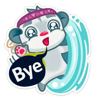 ✋ a6953b79 Bye Kreskówka, Zwierzę, Fala, Do widzenia, Pożegnanie, Słodki telegram sticker