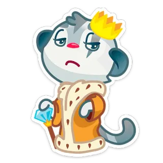 🤴 e67b2268 zwierzę, kreskówka, król, korona, słodki, naklejka telegram sticker