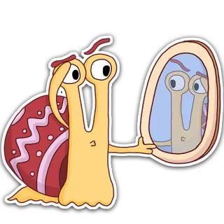 😜 425c7076 蜗牛, 动物, 卡通, 镜子, 倒影, 可爱, 悲伤 telegram sticker