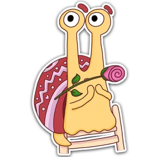 🌷 984f7924 蜗牛, 卡通, 可爱, 爱, 玫瑰, 动物, 情人节 telegram sticker