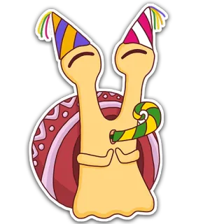 🎉 c5484927 蜗牛, 派对, 帽子, 庆祝, 卡通, 动物 telegram sticker