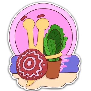 👫 e3211777 蜗牛, 植物, 盾牌, 可爱, 卡通, 贴纸, 数字艺术 telegram sticker