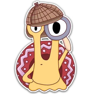 🕵 fc24375b 蜗牛, 侦探, 卡通, 放大镜, 帽子, 动物 telegram sticker
