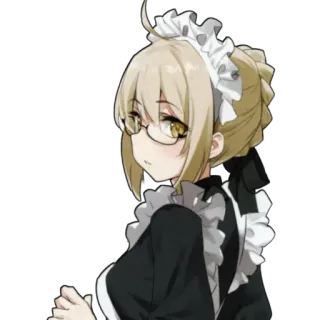 😌 3c6ed404 动漫, 女仆, 女性, 角色, 眼镜 telegram sticker