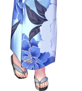 😌 f0070d1e 脚, 花, 凉鞋, 腿, 和服, 浴衣 telegram sticker