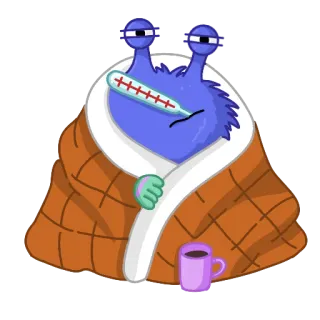 🤒 0b55df0a doente, febre, termômetro, cobertor, frio, gripe whatsapp sticker