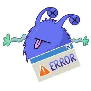 ☠️ 406c24d2 ERROR erro, bug, morto, monstro, desenho animado whatsapp sticker