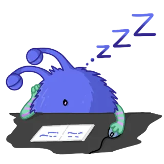 💤 560b5945 dormindo, fofo, alienígena, zzz, livro, computador whatsapp sticker