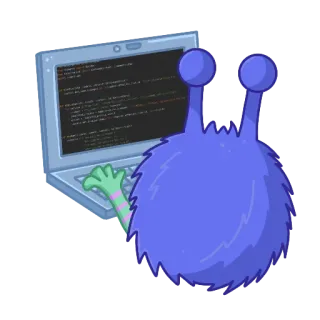 🖥 5b52c7b5 computador, codificação, monstro, laptop, programação whatsapp sticker