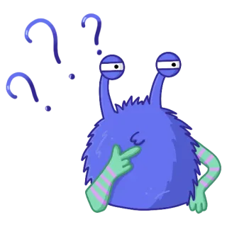 🤔 7b84ed74 monstro, pensando, pergunta, desenho animado, fofo whatsapp sticker