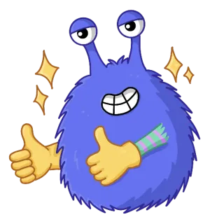 👍 7e1fbcc1 monstro, fofo, joinha, brilhos, feliz whatsapp sticker