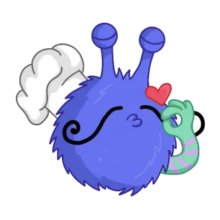 😋 b8dd5605 monstro, chef, coração, OK, fofo whatsapp sticker