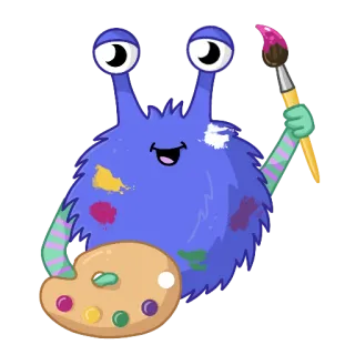 🖌 cd9725b7 monstro, artista, tinta, paleta, fofo whatsapp sticker
