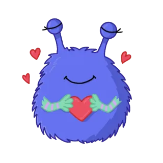 ❤️ d907822a monstro, roxo, coração, fofo, amigável whatsapp sticker