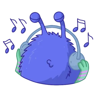 🎧 daa5da15 música, fones de ouvido, alienígena, desenho animado, ouvindo whatsapp sticker