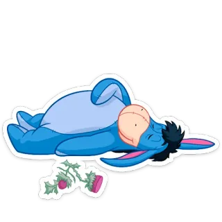 ⚰️ 38c8ddc6 Eeyore Winnie the Pooh Iejoor, Winnie de Poeh, cartoon, verdrietig, ezel, liggend telegram sticker