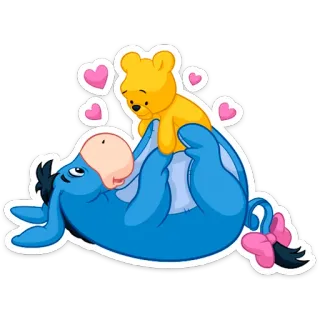 🐻 393ea8bf Eeyore Winnie the Pooh iejoor, winnie de poeh, cartoon, ezel, vrienden, liefde telegram sticker