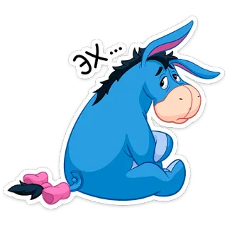 😟 8d635b46 Eeyore Winnie the Pooh Эх... cartoon, ezel, verdrietig, Iejoor, Winnie de Poeh, personage telegram sticker