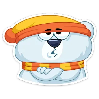 😠 00005c41 polar bear, cartoon, sticker, winter, bored, expression, animal telegram sticker