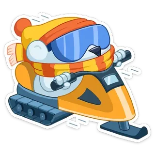 🚗 5d5079b0 penguin, winter, snowmobile, cartoon, scarf, hat, snow, sled, cute telegram sticker