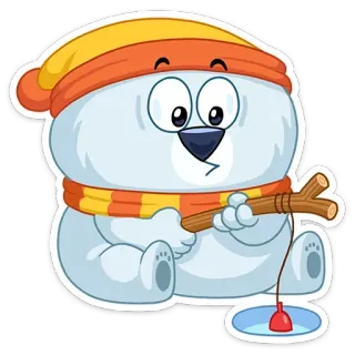 🎣 d7c3694a polar bear, fishing, cartoon, winter, cute, animal telegram sticker
