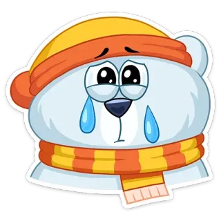 ✋ e66b9eb8 bear, sad, crying, tears, winter, cartoon telegram sticker