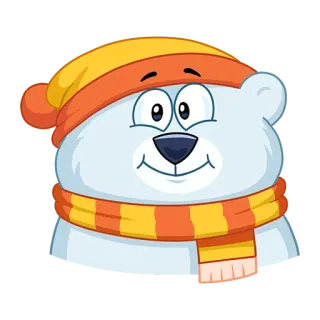 🙂 56dffa01 ours polaire, dessin animé, animal, écharpe, hiver, mignon telegram sticker