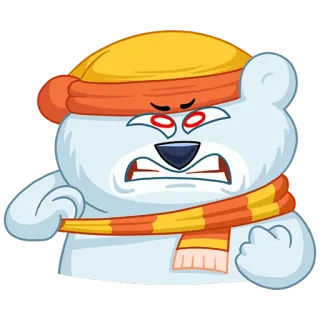 😡 64d09d12 ours, colère, dessin animé, personnage, hiver, froid telegram sticker