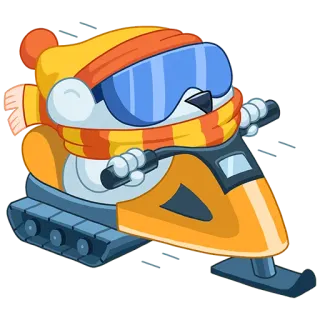🏍 8c7ccd7e Motoneige, Hiver, Neige, Dessin animé, Pingouin, Luge, Loisirs, Véhicule telegram sticker