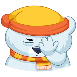 🤦‍♂️ dcfafc61 ours polaire, dessin animé, hiver, chapeau, écharpe, mignon, triste, facepalm telegram sticker