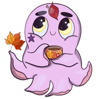 🍁 6446e20c タコ, かわいい, カワイイ, 秋, お茶, 癒し telegram sticker