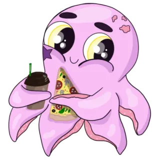 🍕 cb6d0927 タコ, ピザ, コーヒー, 可愛い, アニメ, 食べ物 telegram sticker