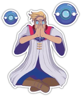 🙏 6668b4e8 贴纸, 卡通, 角色, 科学家, 插图, 蓝色 telegram sticker