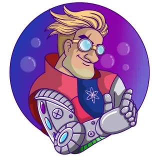 🦾 a441f9a9 科学家, 卡通, 未来主义, 原子, 赛博格, 科技 telegram sticker