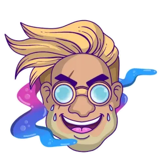 😄 a85241ad 男人, 眼镜, 卡通, 角色, 脸, 表情 telegram sticker