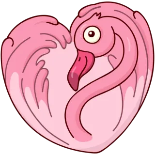 ❤ 07d14d74 นกฟลามิงโก, หัวใจ, สีชมพู, นก, ความรัก, น่ารัก telegram sticker