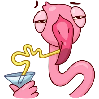 🍸 8728167f นกฟลามิงโก, ค็อกเทล, เครื่องดื่ม, การ์ตูน, สัตว์, สีชมพู, ปาร์ตี้ telegram sticker