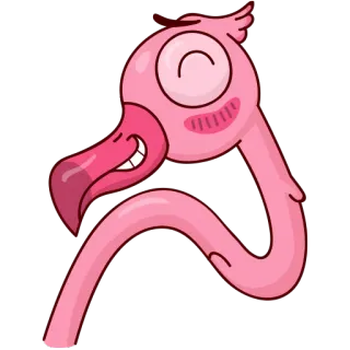 ☺️ 8afbf860 นกฟลามิงโก, นก, สีชมพู, การ์ตูน, สัตว์ telegram sticker