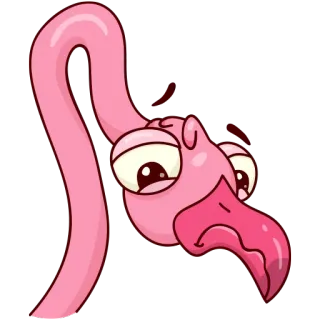 😥 930d7d0c นกฟลามิงโก, เศร้า, การ์ตูน, สีชมพู, นก, สัตว์ telegram sticker