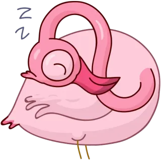 😴 cac54632 ZZZ นกฟลามิงโก, กำลังนอน, นก, การ์ตูน, สัตว์, สีชมพู telegram sticker