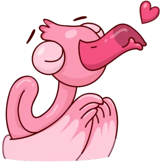😘 d87e6a08 ฟลามิงโก, สีชมพู, นก, น่ารัก, รัก, หัวใจ telegram sticker