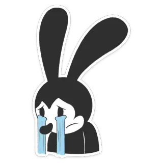 😭 32c4f1e1 Oswald the Lucky Rabbit アニメ, ウサギ, 泣く, 悲しい, 涙, アニメーション, キャラクター telegram sticker