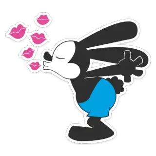 😘 f9c63218 Oswald the Lucky Rabbit 漫画, キス, 愛, ディズニー, キャラクター, ウサギ telegram sticker